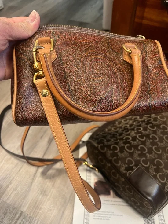 Celine Brown and Tan Monogram with COA Crossbody bundle with Etro crossbody - Picture 6 of 9